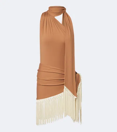 Taller Marmo Siwa Scarf-detail Swimsuit And Beach Cover-up Set In Brown
