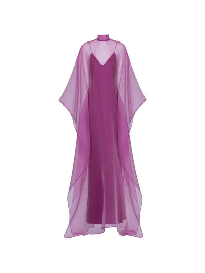 Taller Marmo Sphinx High-neck Kaftan Dress In Purple
