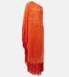 Taller Marmo Spritz Disco Sequined Maxi Dress In Orange