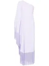 Taller Marmo Fringed One-shoulder Draped Long Dress In Violet