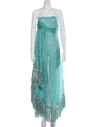 Pre-owned Taller Marmo Strapless Long Dress In Green