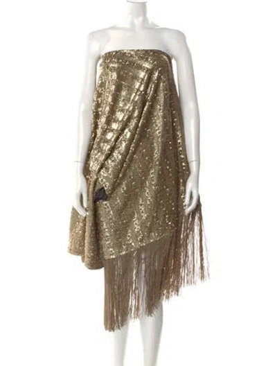 Pre-owned Taller Marmo Strapless Mini Dress In Gold