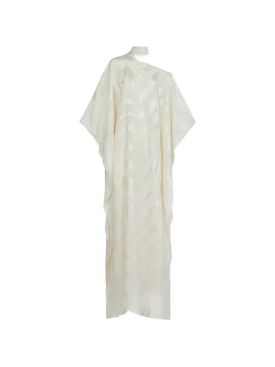 Taller Marmo Streep One-shoulder Kaftan Maxi Dress In White