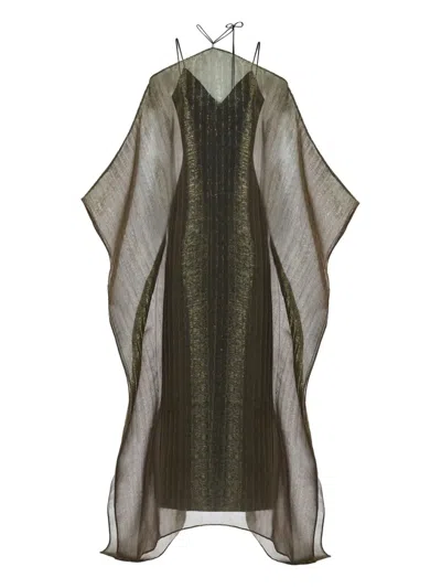 Taller Marmo Sza Sza Metallic Pleated Dress In Gray