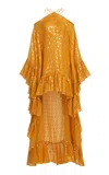 Taller Marmo Sza Sza Ruffle Hem Metallic Silk-blend Mini Dress In Gold