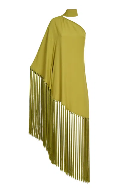 Taller Marmo Sza Sza Tassel Fringe Satin Dress In Gold