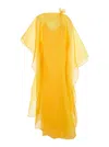 Taller Marmo 'sza' Yellow Caftan With Semi-transparent Design And Flower Detail