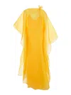 Taller Marmo 'sza' Yellow Caftan With Semi-transparent Design And Flower Detail In Yellow