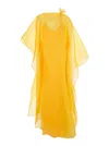 Taller Marmo 'sza' Yellow Caftan With Semi-transparent Design And Flower Detail In Yellow