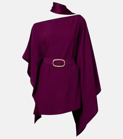 Taller Marmo Taylor Belted One-shoulder Kaftan In Purple