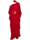Taller Marmo Draped One Shoulder Long Dress With Sash Detail In Red
