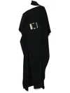 Taller Marmo Taylor Asymmetric Belted Crepe Maxi Dress In Black