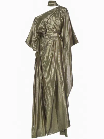 Taller Marmo Taylor Long Dress Scarf Detailing In Gold