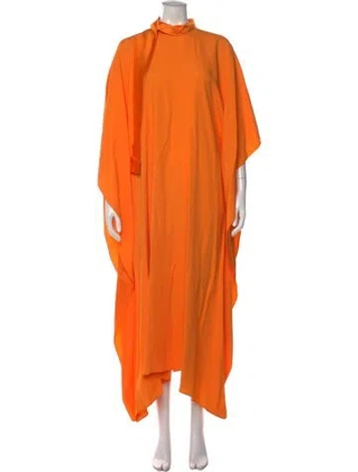 Pre-owned Taller Marmo Tie Neck Long Dress In Orange