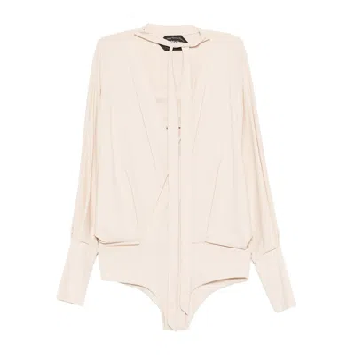 Taller Marmo Tie-detail Long Sleeve One-piece Swimsuit In Brown