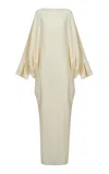 Taller Marmo Truman Draped Sleeve Satin Maxi Dress In Neutral