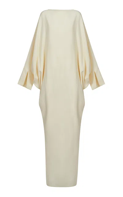 Taller Marmo Truman Draped Sleeve Satin Maxi Dress In Neutral