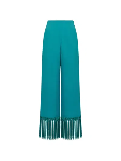 Taller Marmo Tulum Fringe-trimmed Trousers In Blue