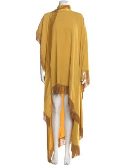 Pre-owned Taller Marmo Turtleneck Long Dress In Yellow