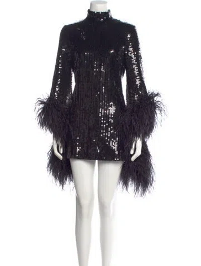 Pre-owned Taller Marmo Turtleneck Mini Dress In Black