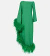 Taller Marmo Ubud Extravaganza Feather-trimmed Gown In Green