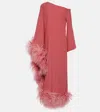 Taller Marmo Ubud Extravaganza Feather-trimmed Gown In Pink