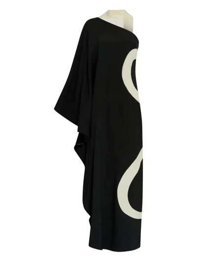 Taller Marmo Ubud Serpente One-shoulder Maxi Dress In Black