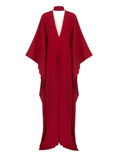 Taller Marmo V-neck Wide-sleeve Kaftan In Burgundy