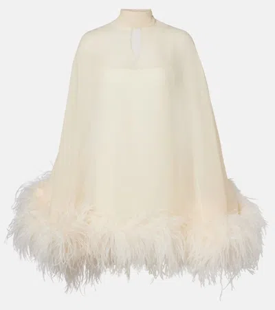 Taller Marmo Gina Feather-trimmed Crepe Mini Dress In Ivory