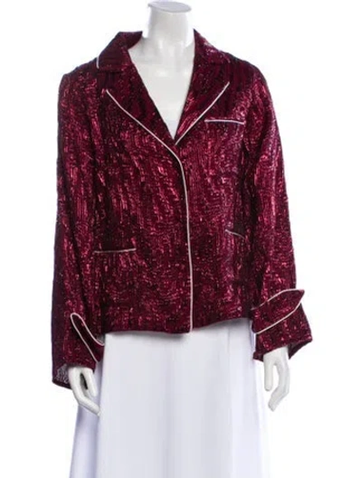 Pre-owned Taller Marmo Velvet Blazer In Burgundy