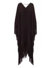Taller Marmo Very Ross Fringed Asymmetric Kaftan In Brown