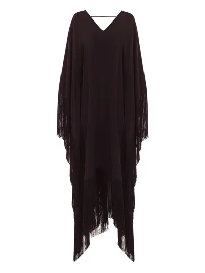 Taller Marmo Very Ross Fringed Asymmetric Kaftan In Brown