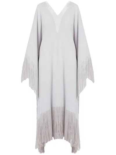 Taller Marmo Very Ross Fringed Kaftan Dress In Silver