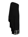 Taller Marmo One-shoulder Fringed Midi Dress In Negro