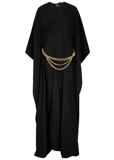 Taller Marmo Viento Belted Crepe De Chine Gown In Black
