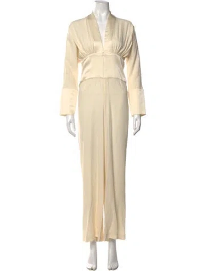 Pre-owned Taller Marmo V-neck Jumpsuit In Neutrals