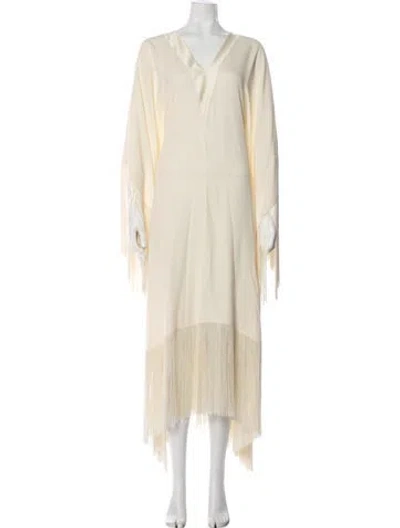 Pre-owned Taller Marmo V-neck Long Dress In Neutral