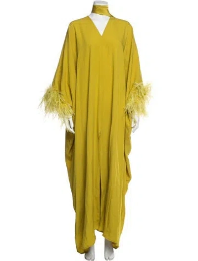 Pre-owned Taller Marmo V-neck Long Dress In Yellow