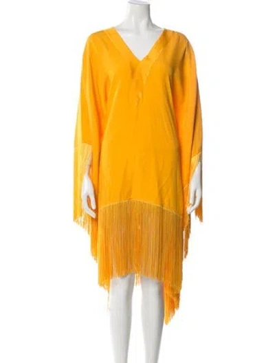 Pre-owned Taller Marmo V-neck Mini Dress In Yellow