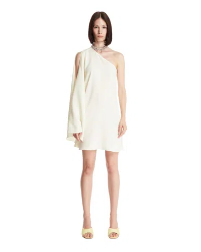Taller Marmo Bolkan One-sleeve Embellished Crepe Mini Dress In White