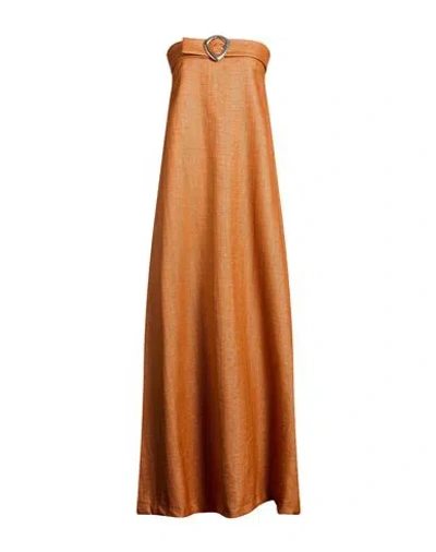 Taller Marmo Woman Maxi Dress Orange Size 6 Polyamide, Cotton In Brown