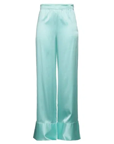 Taller Marmo Woman Pants Turquoise Size 4 Silk, Elastane In Blue