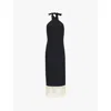 Taller Marmo Nina Fringed Cady Halterneck Midi Dress In Black