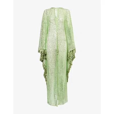 Taller Marmo Womens Acid Green Absolutely Ooo Sequin-embellished Woven Kaftan