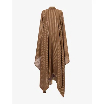 Taller Marmo Womens Agadez Cold-shoulder Chiffon Fil Coupè Kaftan Dress Fum In Brown