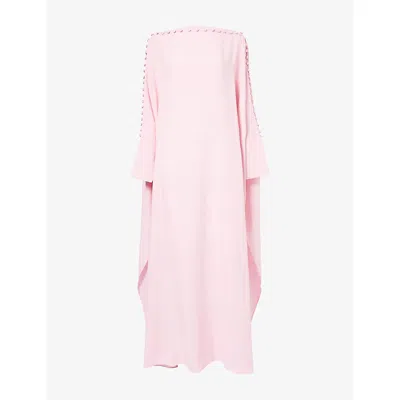 Taller Marmo Womens Baby Pink Mila Off-shoulder Woven Kaftan