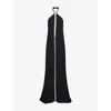 Taller Marmo Acropoli Swarovski Crystal-embellished Crepe Halterneck Gown In Black