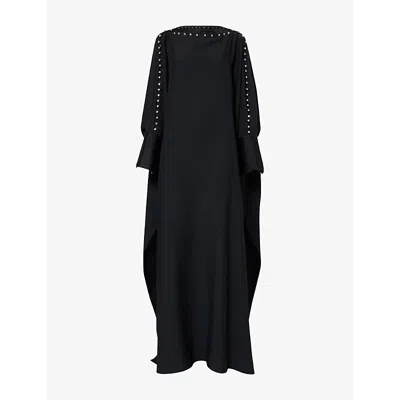 Taller Marmo Womens Black Mila Off-the Shoulder Woven Kaftan