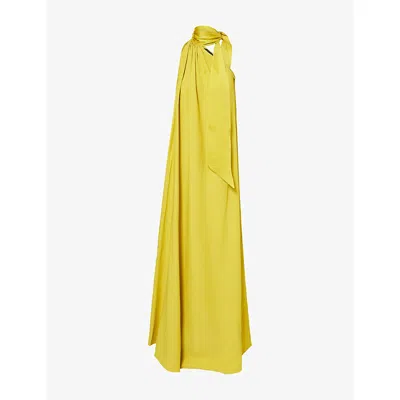 Taller Marmo Womens Chartreuse Astor Crepe-cady Maxi Dress In Yellow