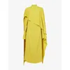 Taller Marmo Womens Carrington Cape-effect Crepe-cady Midi Dress Chartreuse In Green